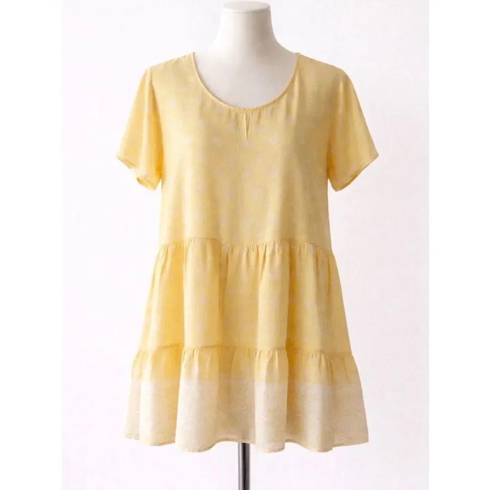 Torrid Light Rayon Yellow Tiered Short Sleeve Tunic SZ3